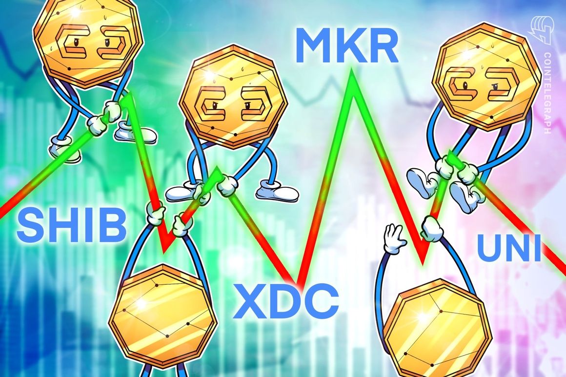 The sideways price action of Bitcoin leads traders to focus on SHIB, UNI, MKR, and XDC
